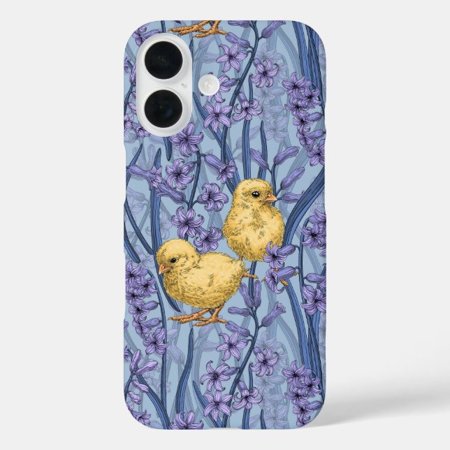 Chickens and hyacinths on sky blue Case-Mate iPhone case (Back)