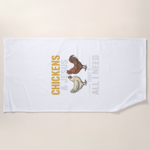 Chickens And Jesus Vintage Farm Faith Shirt_1 Beach Towel