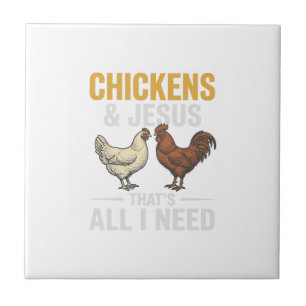Chickens And Jesus Vintage Farm Faith Shirt_1 Ceramic Tile