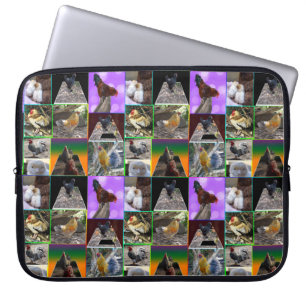 Chickens And Roosters Photo Collage, Laptop Sleeve
