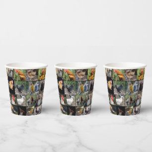 Chickens And Roosters Photo Collage,  Paper Cups
