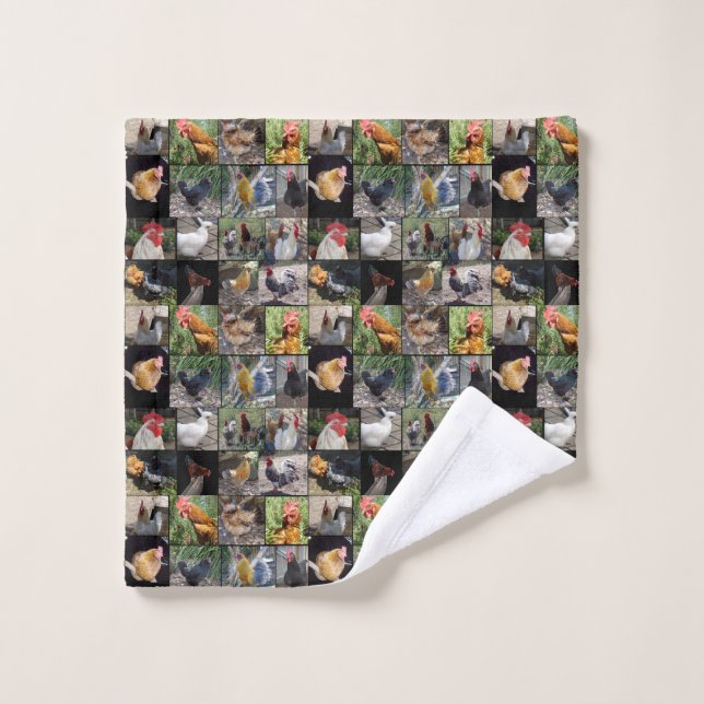Chickens And Roosters Photo Collage,  Wash Cloth (Wash Cloth)