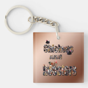 Chickens And Roosters Picture logo, Key Ring