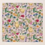 Chickens and wildflowers on cotton candy pink scarf<br><div class="desc">Hand-drawn chickens and wildflowers and butterflies</div>