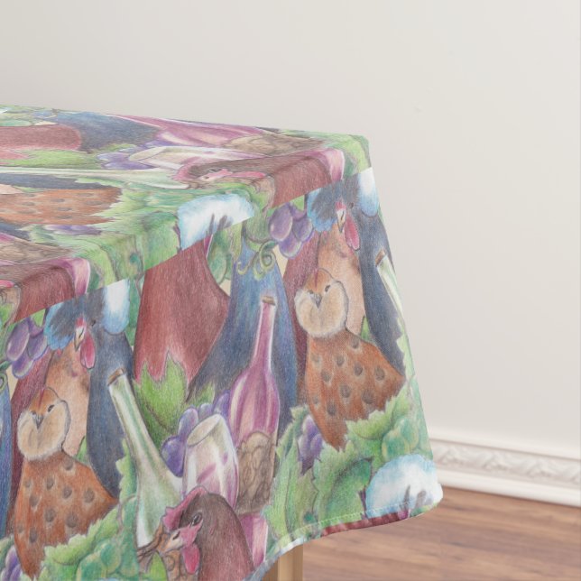 Chickens and Wine Tablecloth (In Situ)