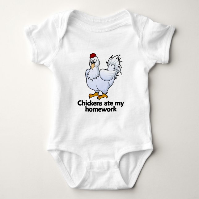 Chickens ate my homework baby bodysuit (Front)