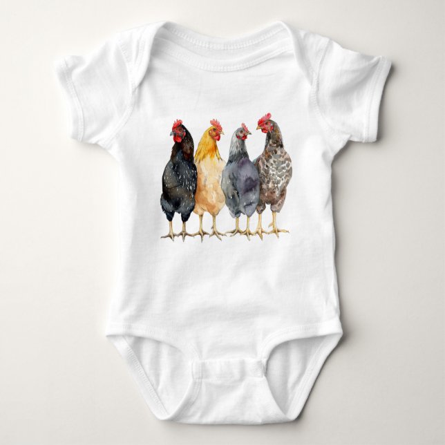 Chickens Baby Farmer Bodysuit, Country Toddler Tee (Front)