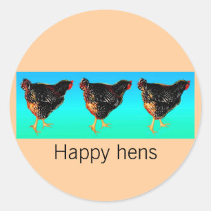 Chickens barred-rock hen parade illustration classic round sticker