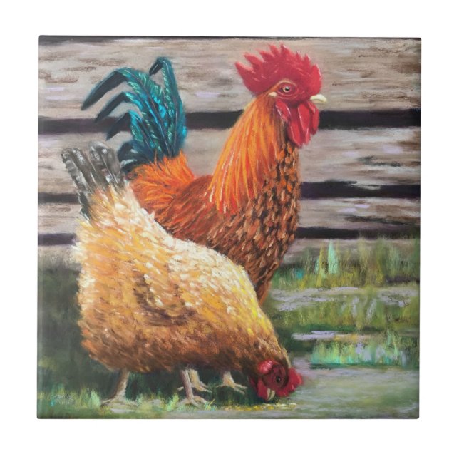Chickens Ceramic Tile (Front)