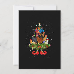 Chickens Christmas Tree Lights Funny Santa Hat Lov Invitation