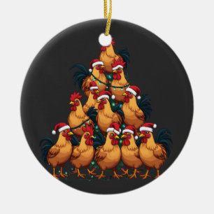 Chickens Christmas tree Merry Christmas Funny Xmas Ceramic Ornament