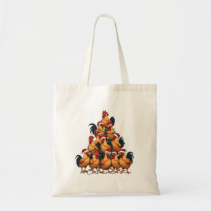 Chickens Christmas tree Merry Christmas Funny Xmas Tote Bag