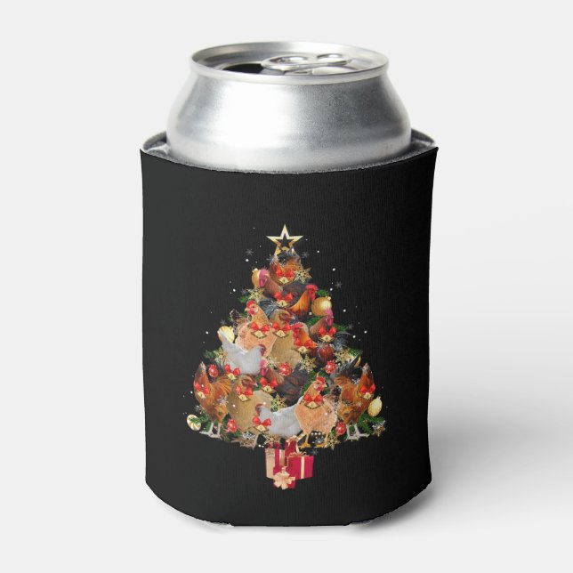 Chickens Christmas Tree Merry Clucking Matching Fa Can Cooler (Can Front)