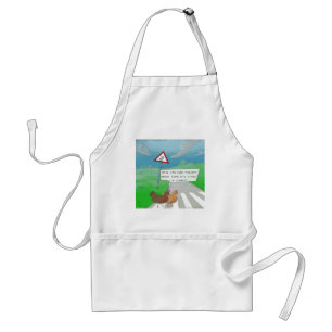 Chickens Crossing Road Funny Cartoon Standard Apron