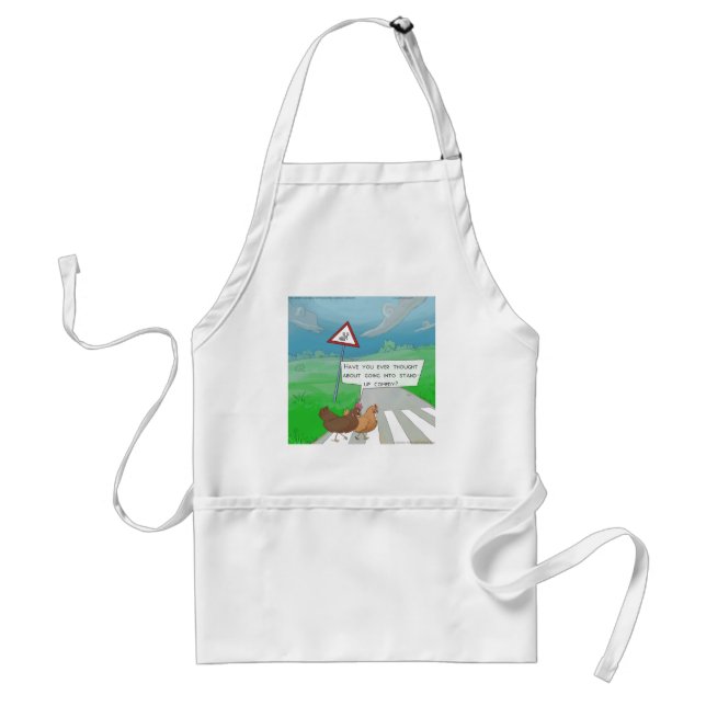 Chickens Crossing Road Funny Cartoon Standard Apron (Front)