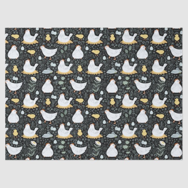 Chickens Dreaming in the Coop in Black Tissue Paper (Front)