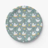Chickens Dreaming in the Coop in Teal 