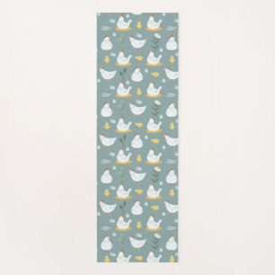 Chickens Dreaming in the Coop in Teal Yoga Mat