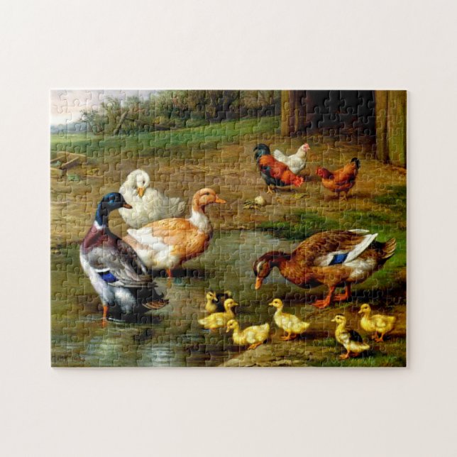 Chickens, Ducks And Ducklings At The Farm Jigsaw Puzzle (Horizontal)