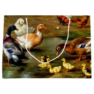 Chickens, Ducks And Ducklings At The Farm Large Gift Bag
