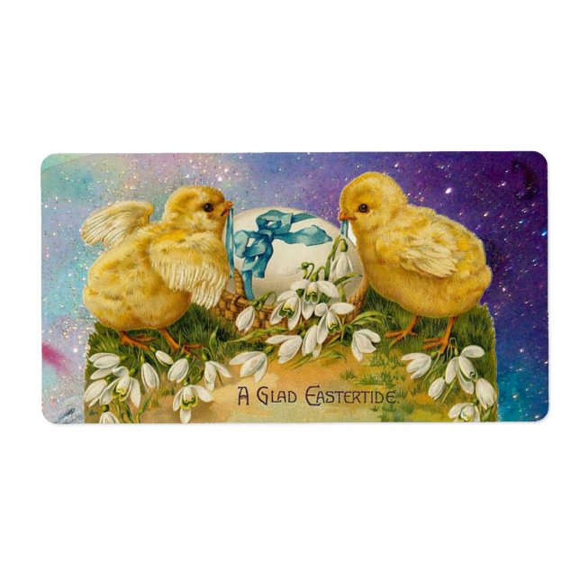 CHICKENS,FLOWERS ,EASTER EGG IN GOLD BLUE SPARKLES (Front)