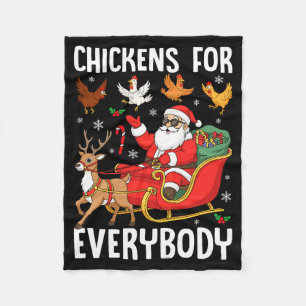 Chickens For Everybody Santa Chicken Farmer Comfor Fleece Blanket