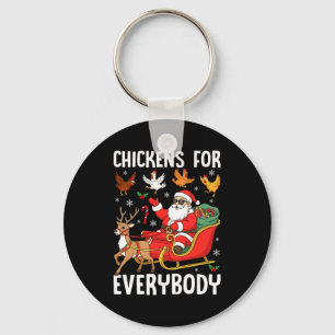 Chickens For Everybody Santa Chicken Farmer Comfor Key Ring