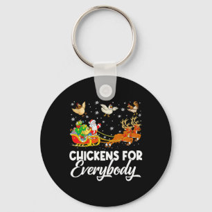 Chickens For Everybody Santa Sleigh Merry Christma Key Ring