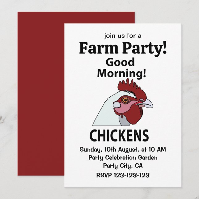 Chickens Good Morning Funny Chicken  Invitation (Front/Back)