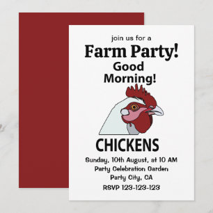 Chickens Good Morning Funny Chicken  Invitation