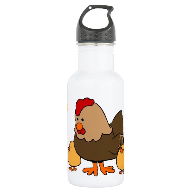 Chickens Illustrations custom name water bottle (Front)