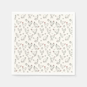 Chickens in Ink Napkin