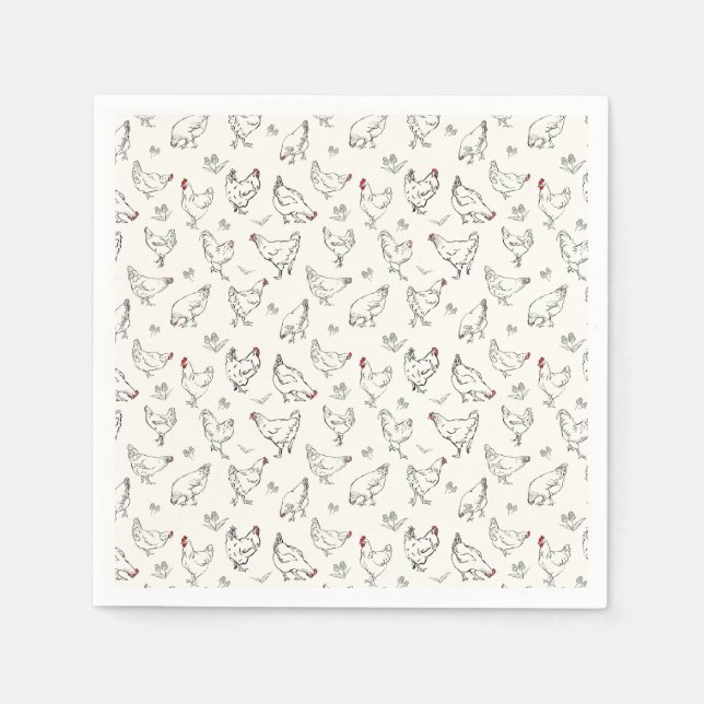 Chickens in Ink Napkin (Front)