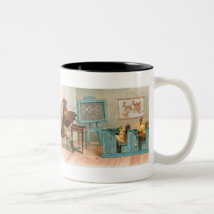 "Chickens in School" Vintage Two-Tone Coffee Mug