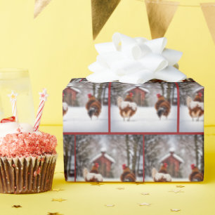 Chickens In Snow Wrapping Paper