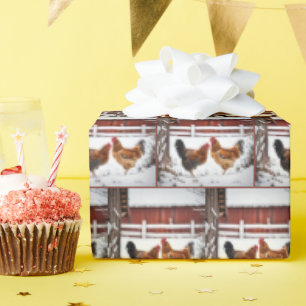 Chickens In Snow Wrapping Paper