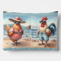 Chickens in Swimsuits at the Seaside