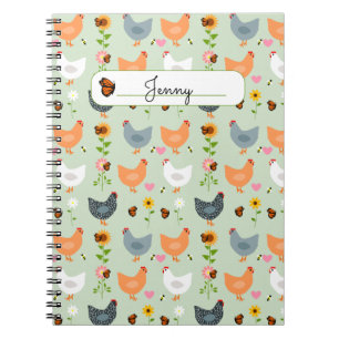 Chickens in the Flowers Personalised Notebook