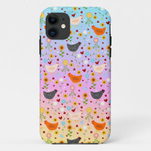 Chickens in the Garden at Sunset iPhone 11 Case