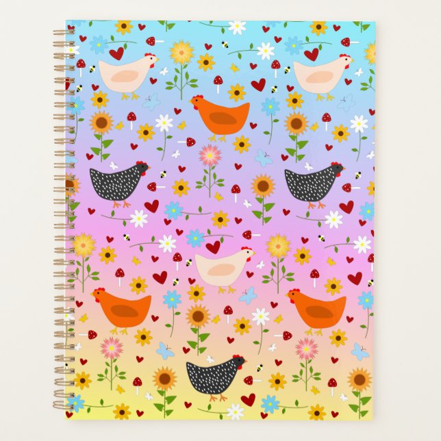 Chickens in the Garden at Sunset Planner (Front)