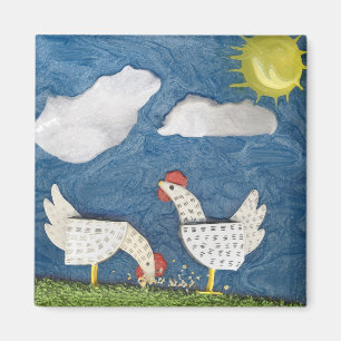 Chickens in the Yard - diorama picture Magnet