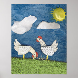 Chickens in the Yard - diorama picture Poster