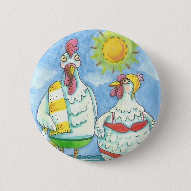 CHICKENS OF THE SEA, FUNNY CARTOON BUTTON *Round (Front)