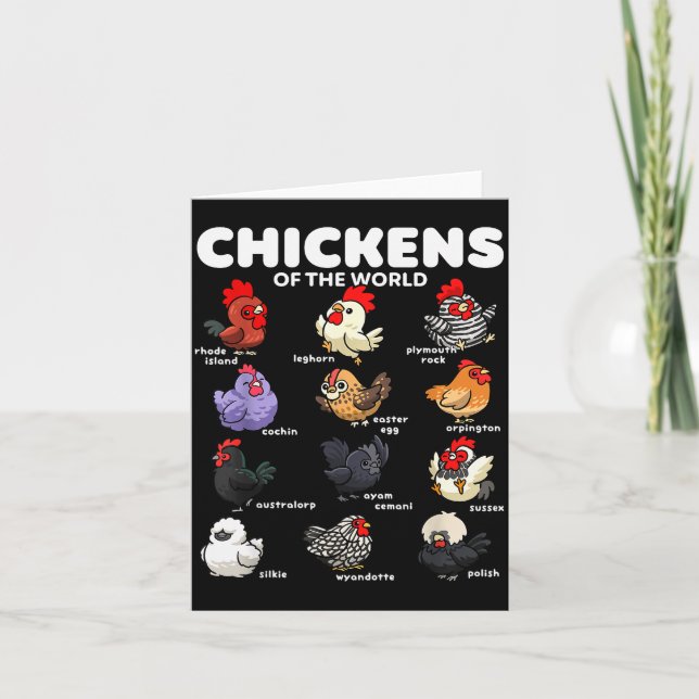 Chickens Of The World Funny Cartoon Chicken Breeds Card (Front)