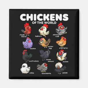 Chickens Of The World Funny Cartoon Chicken Breeds Magnet