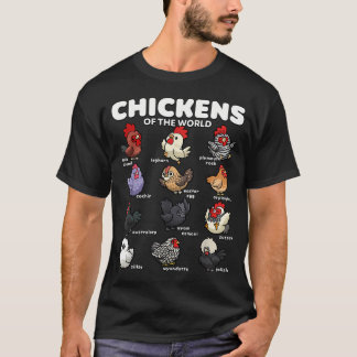 Chickens Of The World Funny Cartoon Chicken T-Shirt
