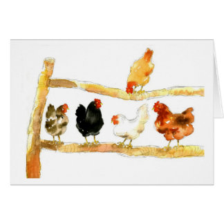 Chickens on a fence