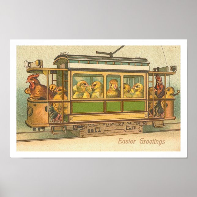 Chickens on a Trolley Easter Poster (Front)