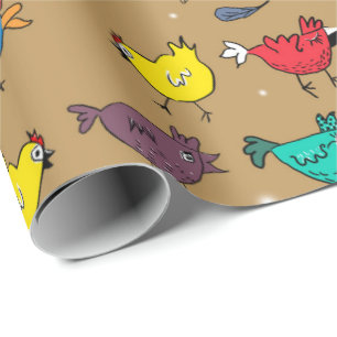 Chickens on christmas mood #gold wrapping paper
