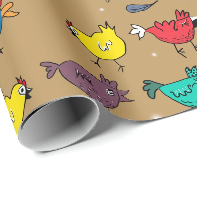 Chickens on christmas mood #gold wrapping paper (Roll Corner)